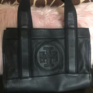 Tory Burch authentic black pebble leather tote